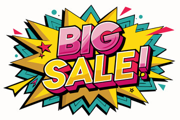 Words “big sale” in comic retro style. Vector illustration of text 