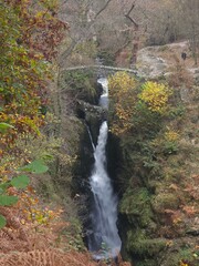 Aira Force waterfalls in the Lake District National Park, England in Autumn