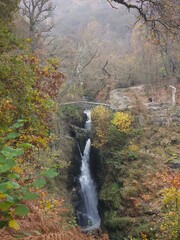 Aira Force waterfalls in the Lake District National Park, England in Autumn