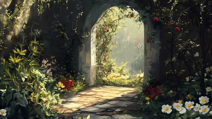 Fototapeta premium Secret garden. Botanical. Illustration