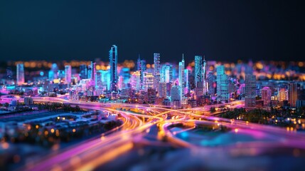 Fototapeta premium Vibrant Metropolis at Night