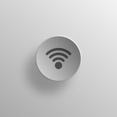 wireless wi-fi icon on metal background button