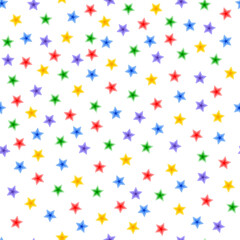 Stars in random chaotic order seamless pattern simple doodle hand drawn minimalist repeat illustration, Christmas holiday colorful ornament for seasons greetings, invitation, textile, gift paper