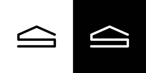 S house logo real estate home minimal line icon vector