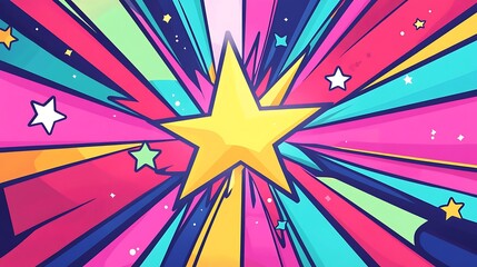 Fototapeta premium Abstract Colorful Starburst Background with Retro Cartoon Style for Graphic Design