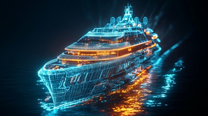 Fototapeta premium Futuristic Digital Ocean Liner