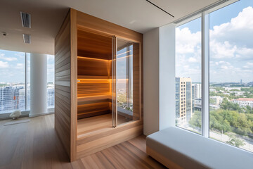 City view sauna in luxury apt