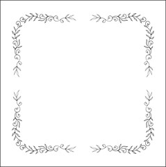 Decorative frame, vegetal ornamental frame with leaves, decorative border, corners for greeting cards, banners, business cards, invitations. Isolated vector illustration.	
