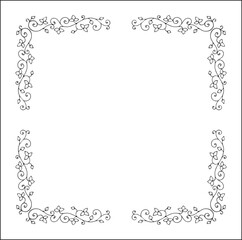 Decorative frame, vegetal ornamental frame with flowers, decorative border, corners for greeting cards, banners, business cards, invitations. Isolated vector illustration.	

