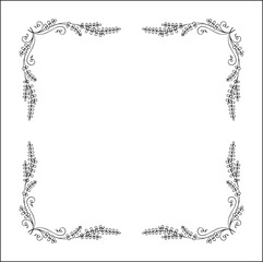Decorative frame, vegetal ornamental frame with flowers, decorative border, corners for greeting cards, banners, business cards, invitations. Isolated vector illustration.	

