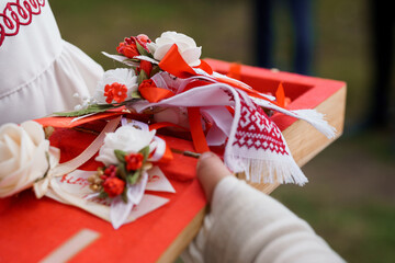 Traditional Floral Arrangement with Decorative Elements for Cultural Celebration