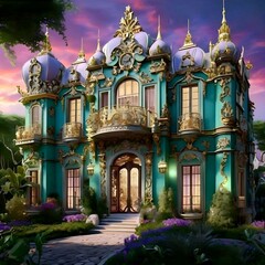 Obraz premium Purple and green mansion