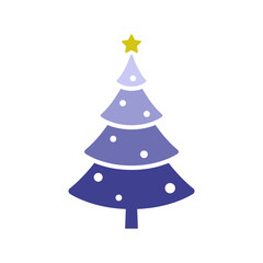 Fototapeta premium Decorated Christmas tree icon. Colored silhouette. Front side view. Vector simple flat graphic illustration. Isolated object on white background. Isolate.