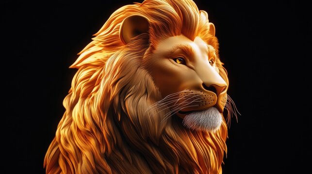 Vibrantly airbrushed lion exuding majesty showcasing strength and power as the epitome of royalty in the animal kingdom