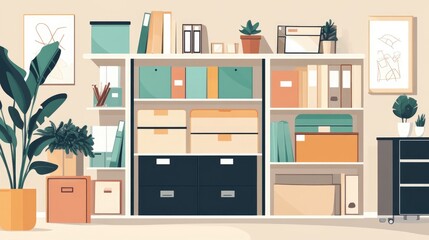 File Storage Area Household File Storage Space Bulk Items In Suburban Home During Relocation Or Furniture Placeholder