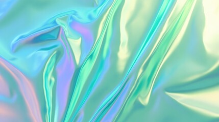Blue Green Holographic Foil Background Gradient Blurred Fashion Soft Iridescent Neon Rainbow Satin Shimmer Colors