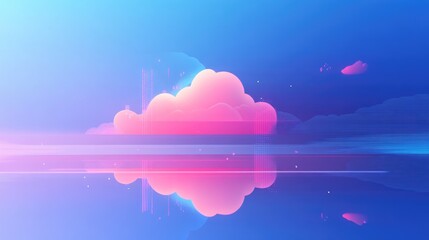 Cloud Computing Technology Services For Data Center Management Smart Online Storage For Modern Backup Blue Background