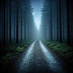Naklejka premium road in the forest