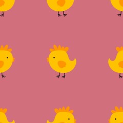 Easter seamless chicken pattern with eggs for wallpaper and fabrics and textile