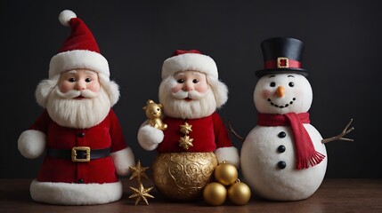 Fototapeta premium High-resolution Christmas images with snowmen and decorative items illustration design image. Merry Christmas Greeting Card.