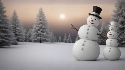Fototapeta premium Merry Christmas wishes graphic design 2d and 3d illustration template. Merry Christmas images with snowmen and Santa Claus.