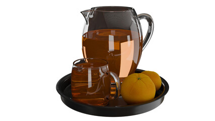 Juice on the plate, with glasses