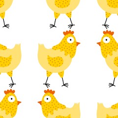 Easter chicken seamless birds pattern for wrapping paper and fabrics