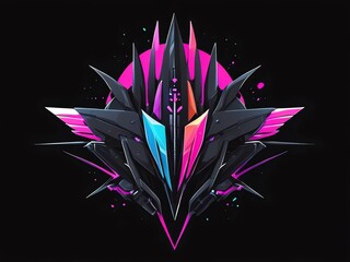 Abstract Cyberpunk Art with Pink and Blue