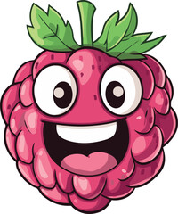 Fototapeta premium illustration of raspberry with face with a smile
