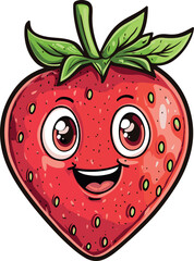 Obraz premium illustration of strawberry with a smile