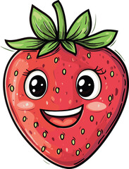 Obraz premium illustration of strawberry with a smile