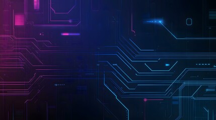 Futuristic blue abstract background featuring circuit board circles and various tech elements.