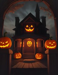 Halloween Scary Night Background haunted house  