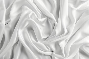 Fototapeta premium Photo of Glossy white satin fabric folds. Background texture for backdrops or mapping