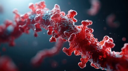 Vibrant Microscopic Image of Hantavirus Structure