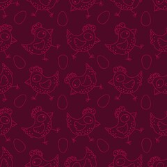 Easter chicken seamless birds pattern for wrapping paper and fabrics