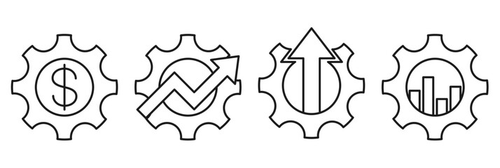 outline business system, business gear icon