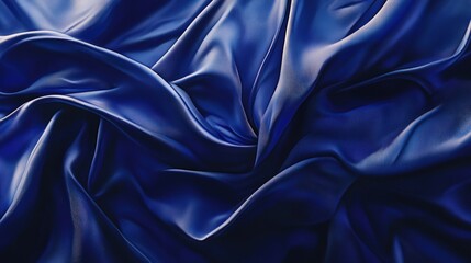 Fototapeta premium Abstract background with blue silk fabric in soft folds.