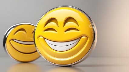 Fototapeta premium Smiling yellow emoji 3d style