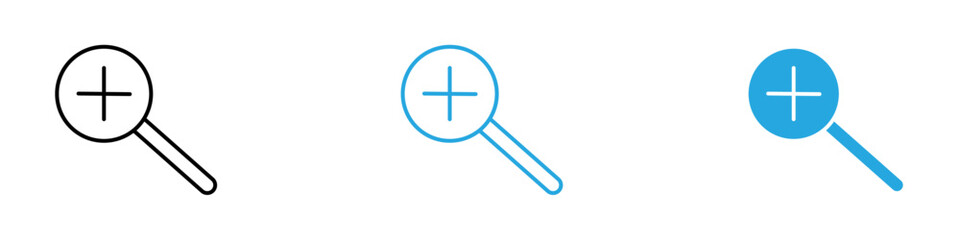 Fototapeta premium Zoom In Icon Set Vector illustration in black