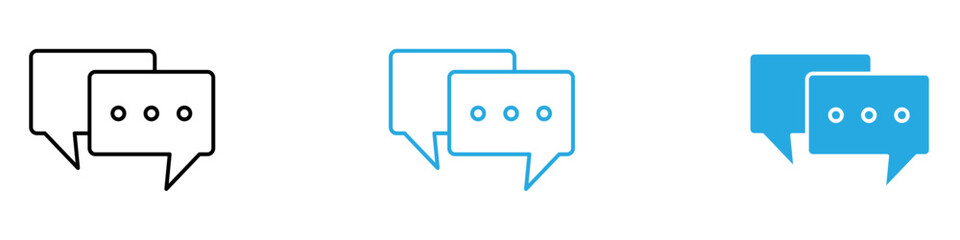 Naklejka premium Chat Icon Set Vector illustration in black