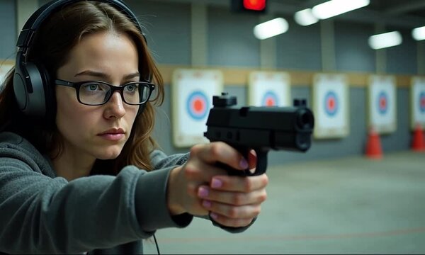 young woman learn to shoot