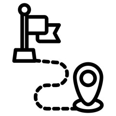 Minimalist Line Art Finish Line and Marker Icon