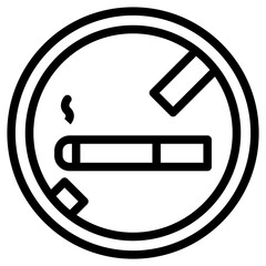 Minimalist Line Art No Smoking Sign Icon