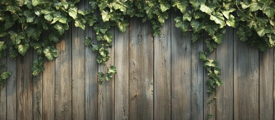 Obraz premium Rustic wooden wall adorned with climbing vines classic country charm