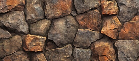 Fototapeta premium Rustic ledgestone wall featuring varying textures and colors perfect for creating a natural backdrop in home decor or landscaping projects