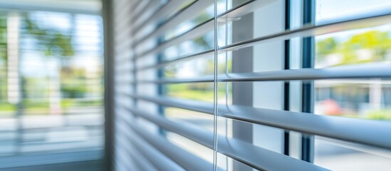 Obraz premium Sleek modern blinds elegantly hanging on a large window home interior design