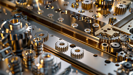 Mechanical Components in Assembly: A close-up of intricate mechanical components being assembled, emphasizing the complexity of engineering.