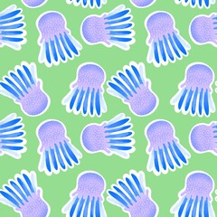 Summer animals seamless octopus pattern for wrapping paper and kids