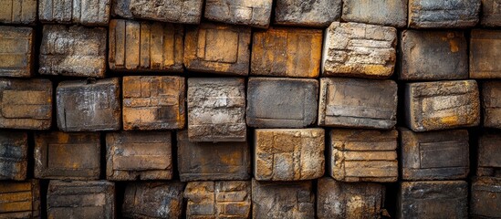Piled bricks arranged in neat stacks versatile background for construction themes